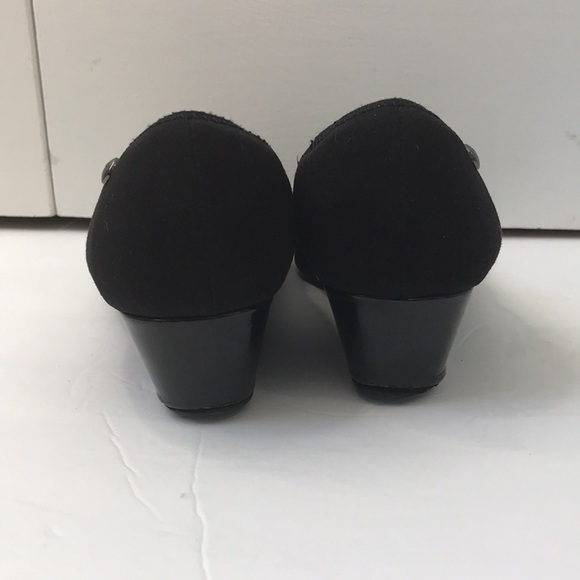 2/$25 ANNE KLEIN SPORT Black Low Open Toe Wedges Size 6.5M - Picture 4 of 7